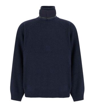 Brunello Cucinelli Blue Mock Collar Sweater