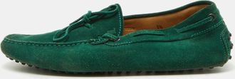 Tod's Tods Green Suede Slip On Driver Loafers