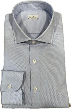 Sonrisa Blauw Katoen Micro-Patroon Overhemd - Heren - Casual Overhemden - Grijs - 3XL - Katoen - Overhemden