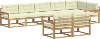 vidaXL Conjunto De Sof&aacute;s De Exterior 6 Uds. Blanco Y Crema Poli&eacute;ster Vidaxl