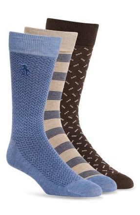 Original Penguin Bristol Neat 3-Pack Assorted Dress Socks in Black at Nordstrom Rack