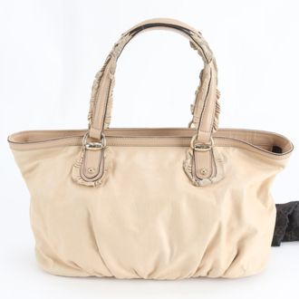 Gucci Beige Leather Handbag Shoulder Bag Tote Bag (Pre-Owned)