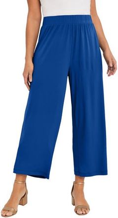 Jessica London Stretch Knit Wide Leg Crop Pant in Dark Sapphire at Nordstrom, Size 20
