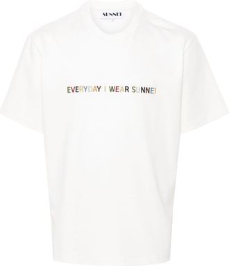 Sunnei logo-embroidered T-shirt - unisex - Organic Cotton - L - Neutrals