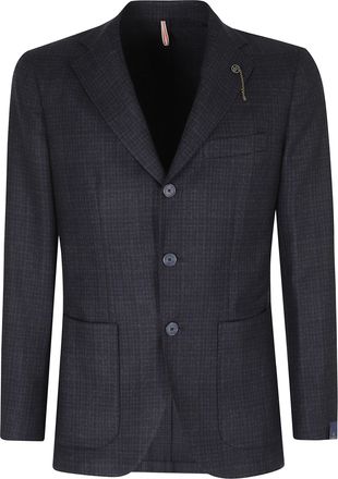 Santaniello Blue Welsh Check Pattern Wool Blazer