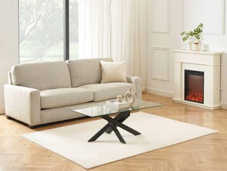 Vente-Unique Tempered Glass & Black Metal Coffee Table - Clear - COSIMA