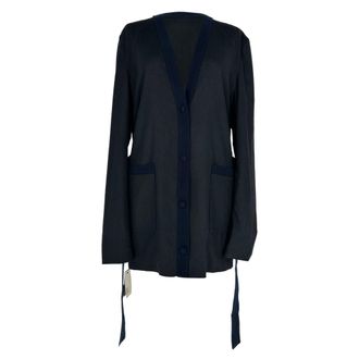Altuzarra Belted Cardigan in Navy Blue Viscose