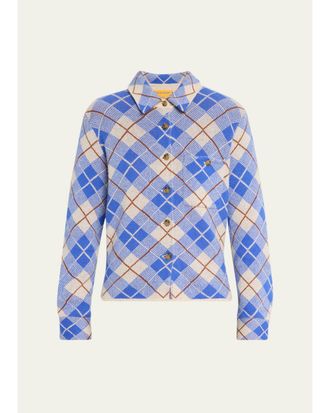 Guest In Residence Dylan Plaid Cashmere-Knit Shirt