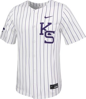 Nike Kansas State Pinstripe Nike Mens Dri-FIT College Limited Baseball Jersey in White | P33622J615KSST-KSS