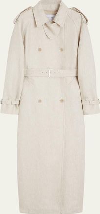 Max Mara Pure Linen Drill Double-Breasted Duster Coat