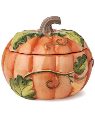 Certified International Set Of 2 Harvest Fields 3D Pumpkin Covered Soup Bowls