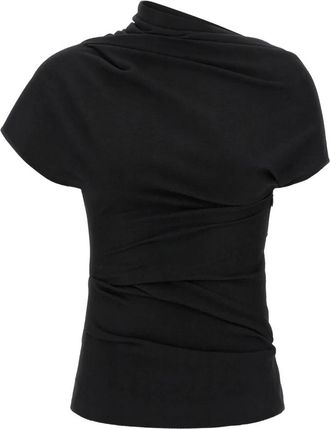 Entire studios Side Drape Top - Dames - T-shirts - Zwart - L - Nylon - Tops