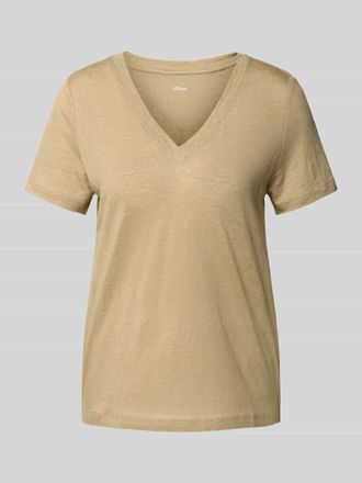 s.Oliver Red Label Regular Fit T-Shirt aus reinem Leinen in Sand, Gr&ouml;&szlig;e 38