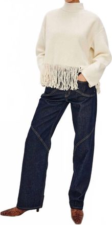 Rails Lise Fringe Mock-Neck Sweater In Ivory