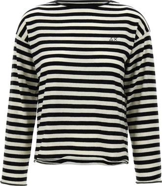 Sun 68 striped logo-embroidered sweater - Black