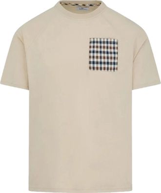 Aquascutum Active Raglan Pocket Tee - Heren - T-shirts - Beige - S - Katoen - Tops