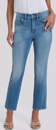 NYDJ Marilyn Paneled High Waist Ankle Straight Leg Jeans in Port Sea at Nordstrom, Size 00P