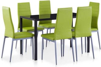 vidaXL Vidaxl - Conjunto De Mesa Y Sillas De Comedor 7 Piezas Verde