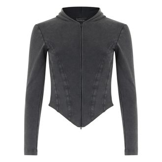 Balenciaga Hoodies & sweatvesten, Dames, Grijs, S, Katoen, Hybride Sweater met Rits