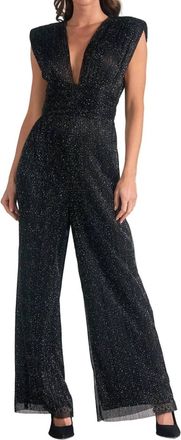 Elan Plunge Sleeveless Jumpsuit In Black