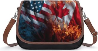 Generic Canada USA Fire Flag Crossbody Bags for Women Shoulder Messenger Bag Purse Handbags