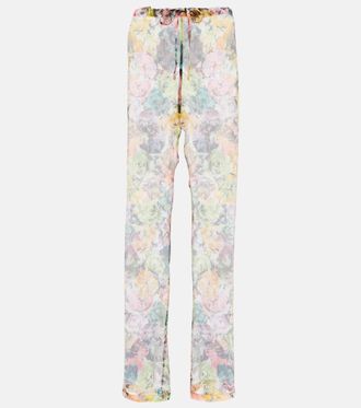 Dries Van Noten Floral silk crepe pants