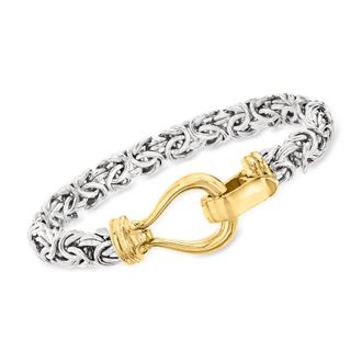 Ross-Simons Two-Tone Sterling Silver Byzantine Bracelet