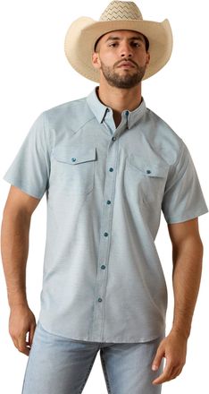 Ariat Mens VentTEK Western Fitted Shirt in Blue Heather, Size 2X-Large, by Ariat