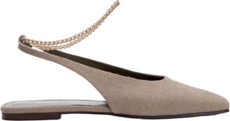 MARIA LUCA Pointed Toe Slingback Flats With Chain Detail