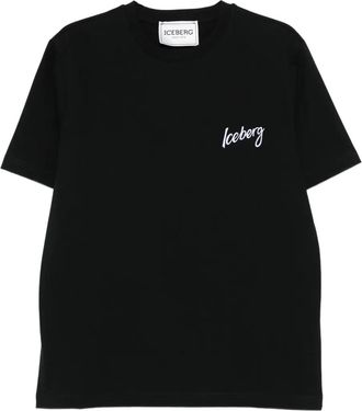 Iceberg T-shirt girocollo con applicazione logo - Nero