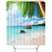 OEM Cortina De Ducha Con Estampado Playero, Tejido Impermeable Y Resistente Al Moho, Con 12 Anillas, Lavable, 180x180cm - Crezuo