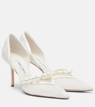 Jimmy Choo London Bridal Aurelie embellished leather pumps