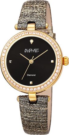 August Steiner Womens Leather Diamond Watch