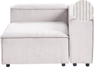 Beliani M&oacute;dulo Sof&aacute; Esquina 1 Plaza Moderno Patas Negras Tapizado Pana Poli&eacute;ster Blanco Crema Izquierdo Ardal