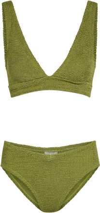 Hunza G Angel V-neck Crinkle Bikini - Green - One Size