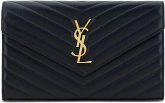 Saint Laurent Cassandre chain wallet in lambskin - women - Lambskin - OS - Black