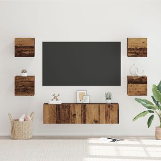 Berkfield Home TV Cabinet Wall-mounted Other with Storage with Door 6 pcs Old wood Medium Engineered wood in Brown