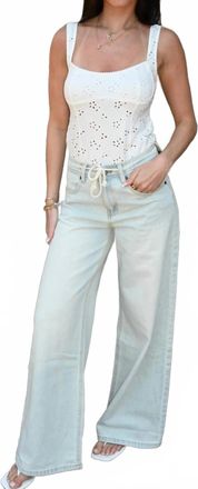 Vintage Havana Wide Leg Denim Pants In Salt Wash