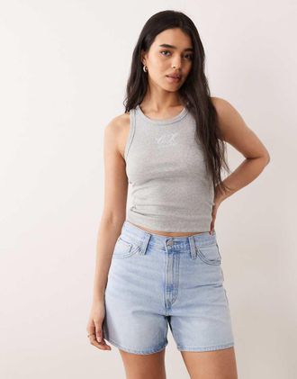 Calvin Klein Jeans Top senza maniche grigio m&eacute;lange a coste