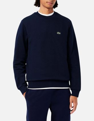 Lacoste Mens Lacoste Mens Fleece Crew Neck Sweatshirt Knitted Jumper Long Sleeve Sweat Tops - Navy - Size: 44