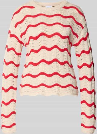 Vila Regular Fit Pullover in Strick-Optik Modell Wave in Rot, Gr&ouml;&szlig;e XL