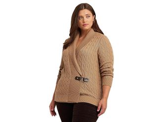 Lauren Ralph Lauren Plus Size Floral Stretch Cotton Boatneck T-Shirts Womens Sweater Classic Camel : 1X