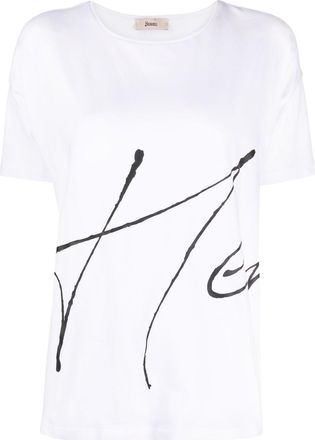 Herno crew-neck logo-print T-shirt - women - Elastane/Cotton - 44 - White