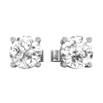 Diamond2Deal 14K White Gold 0.75 Ct Lab Grown Diamond Solitaire Stud Earrings Color- E-F, Clarity- VS1