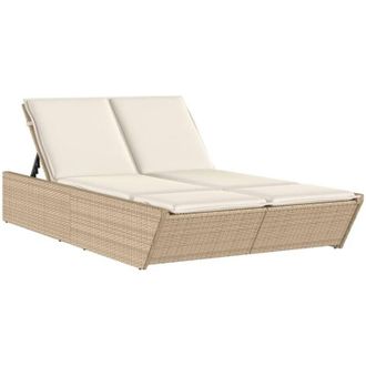 vidaXL Vidaxl - Lettino Prendisole con Cuscini Beige in Polyrattan