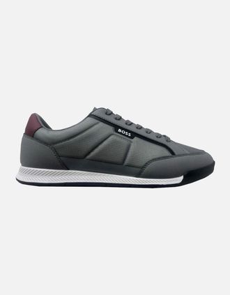 HUGO BOSS Mens Hugo Boss Mens Grey Nitan lowp Trainers With Burgundy Contrast - Black - Size: 10