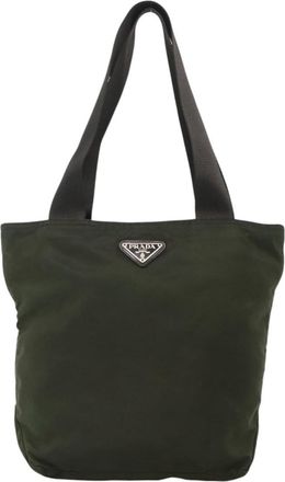Prada Re-Nylon Khaki Synthetic Tote Bag (Pre-Owned)