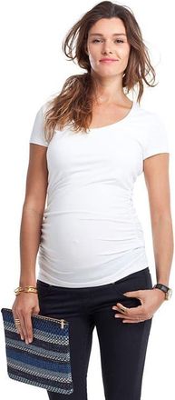 Isabella Oliver Scoop Neck Maternity Tee in Pure White at Nordstrom, Size 0