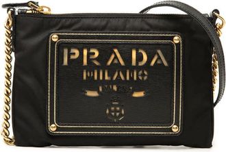 Prada Pre-owned Prada Saffiano Trimmed Tessuto Logo Chain Crossbody Ladies PJEA6YKFWH2H3SM1