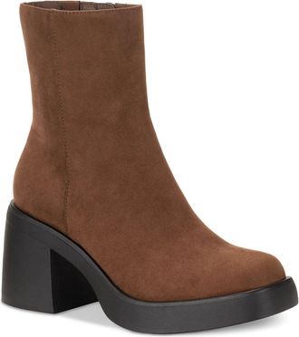 Sun + Stone Womens Sun + Stone Tiannaa Boots Brown Faux Suede Ankle Bootie HAWK2647